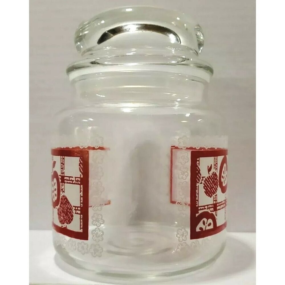 COUNTRY STYLE GLASS RED APPLE CANISTERS / JAR - Picture 2 of 7